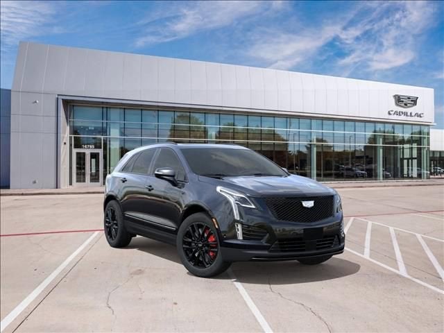 2026 Cadillac XT5 Sport in Stellar Black Metallic — front three-quarter view