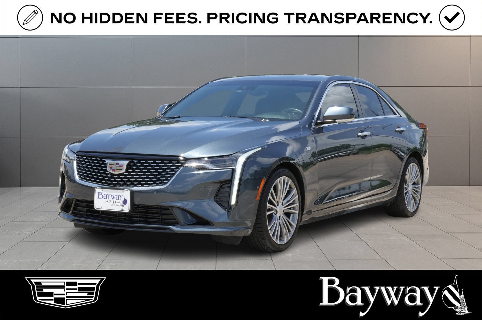 2025 Cadillac CT4 Premium Luxury in Deep Space Metallic — front three-quarter view