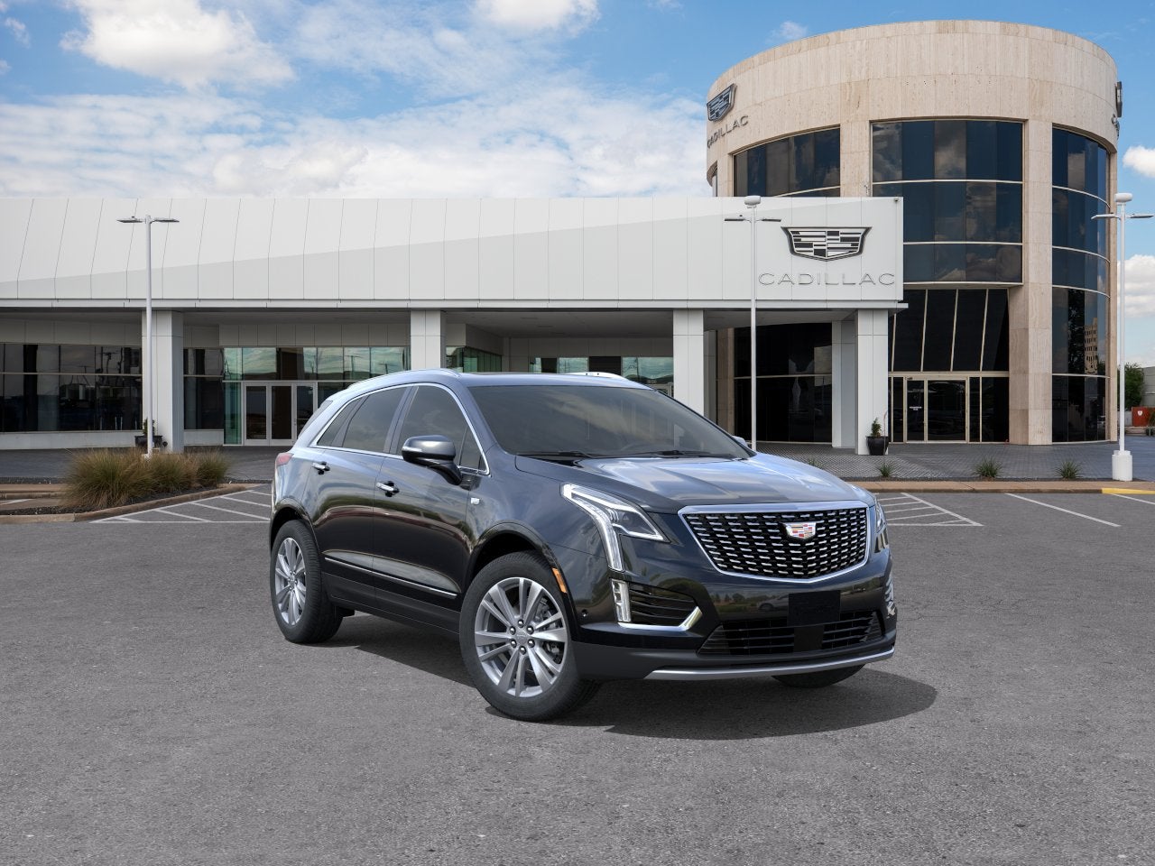 2026 Cadillac XT5 Premium Luxury in Stellar Black Metallic — front three-quarter view