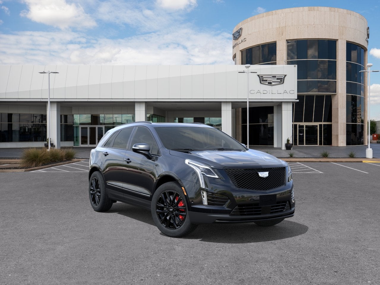 2026 Cadillac XT5 Sport in Stellar Black Metallic — front three-quarter view
