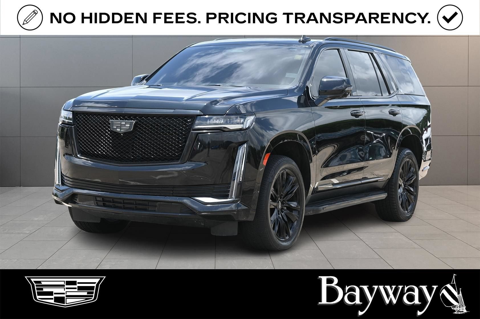 2022 Cadillac Escalade Premium Luxury in Black Raven — front three-quarter view