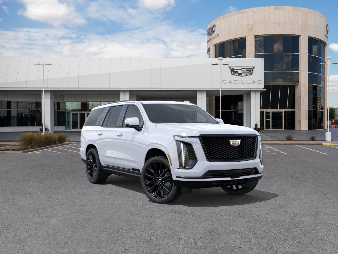 2026 Cadillac Escalade Platinum Sport in Vibrant White Tricoat — front three-quarter view