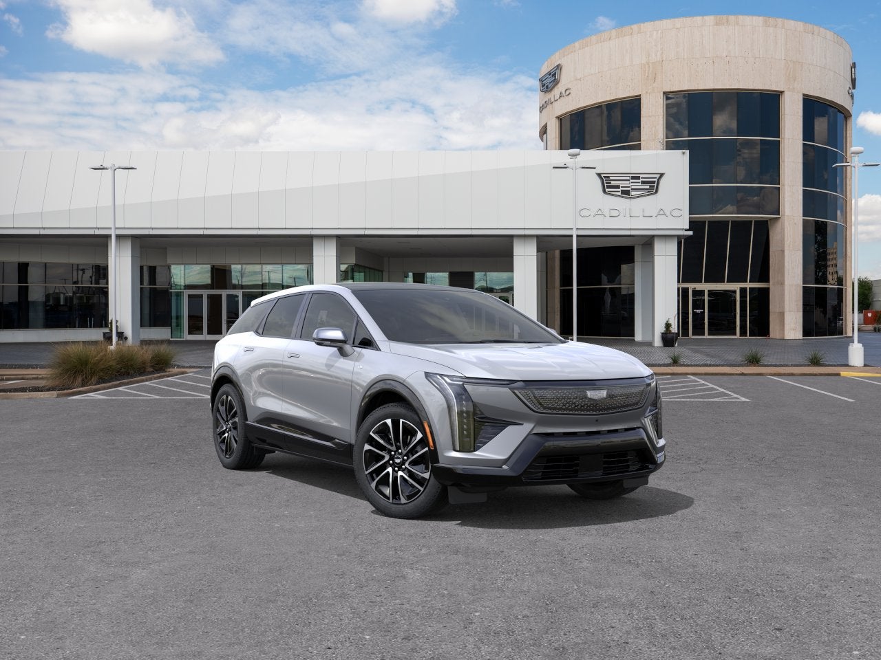 2026 Cadillac OPTIQ Sport in Argent Silver Metallic — front three-quarter view