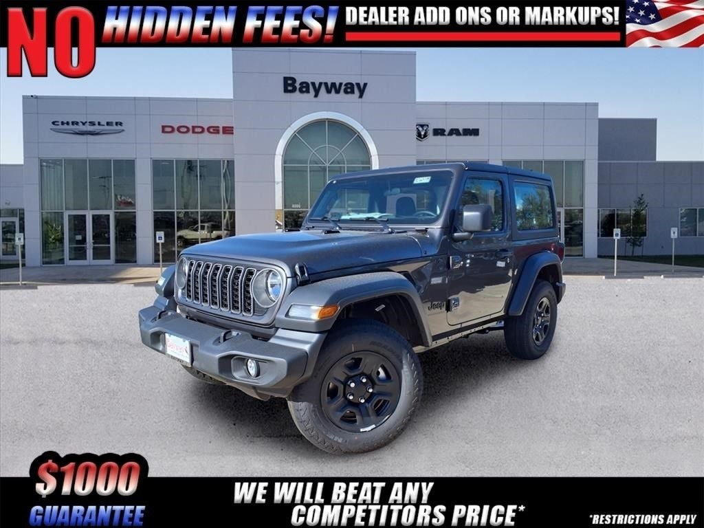 2026 Jeep Wrangler Sport in Granite Crystal Metallic Clear-Coat Exterior Paint — front three-quarter view