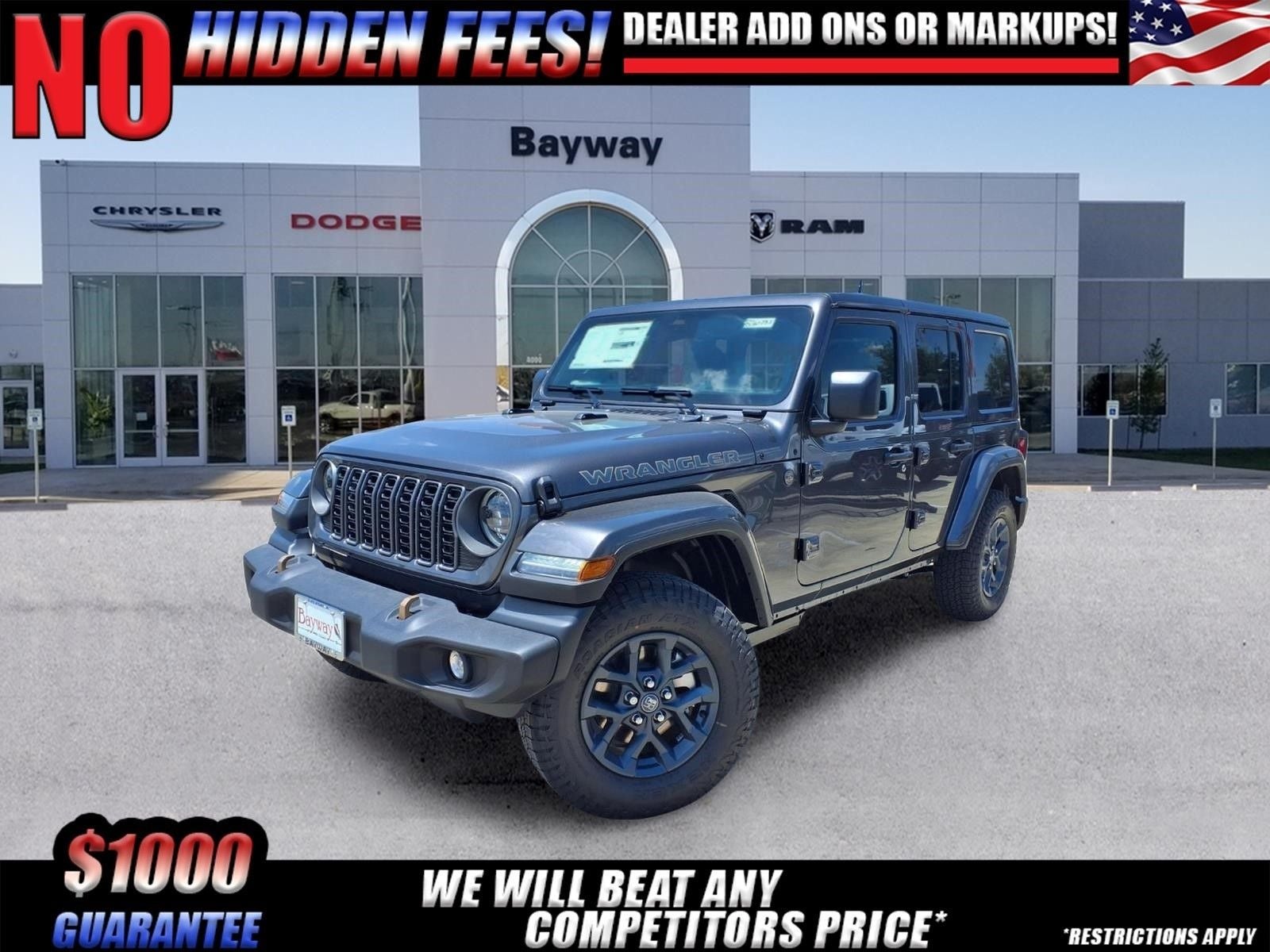 2026 Jeep Wrangler 85th Anniversary Edition in Granite Crystal Metallic Clear-Coat Exterior Paint — front three-quarter view