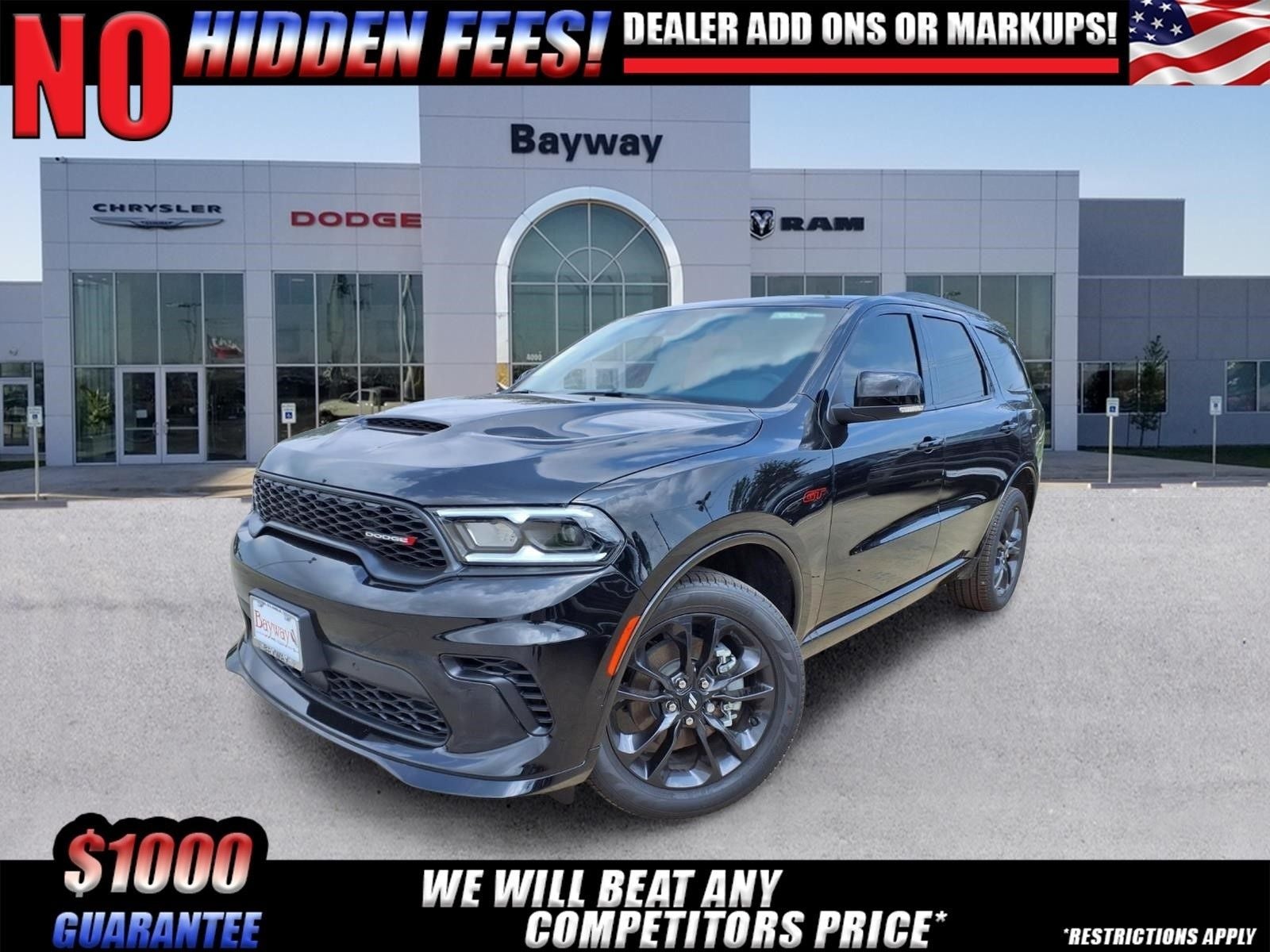 2026 Dodge Durango GT Plus in Diamond Black Clear-Coat Exterior Paint — front three-quarter view