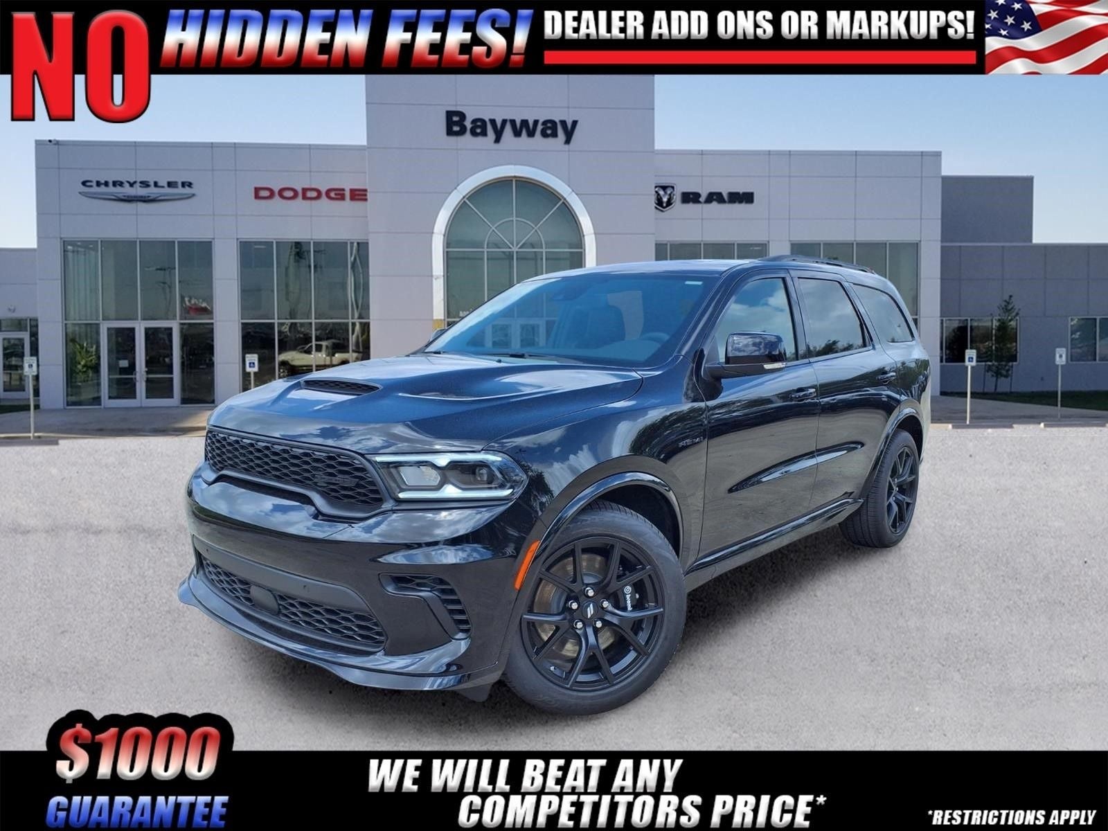 2026 Dodge Durango GT Plus HEMI V8 in Diamond Black Clear-Coat Exterior Paint — front three-quarter view