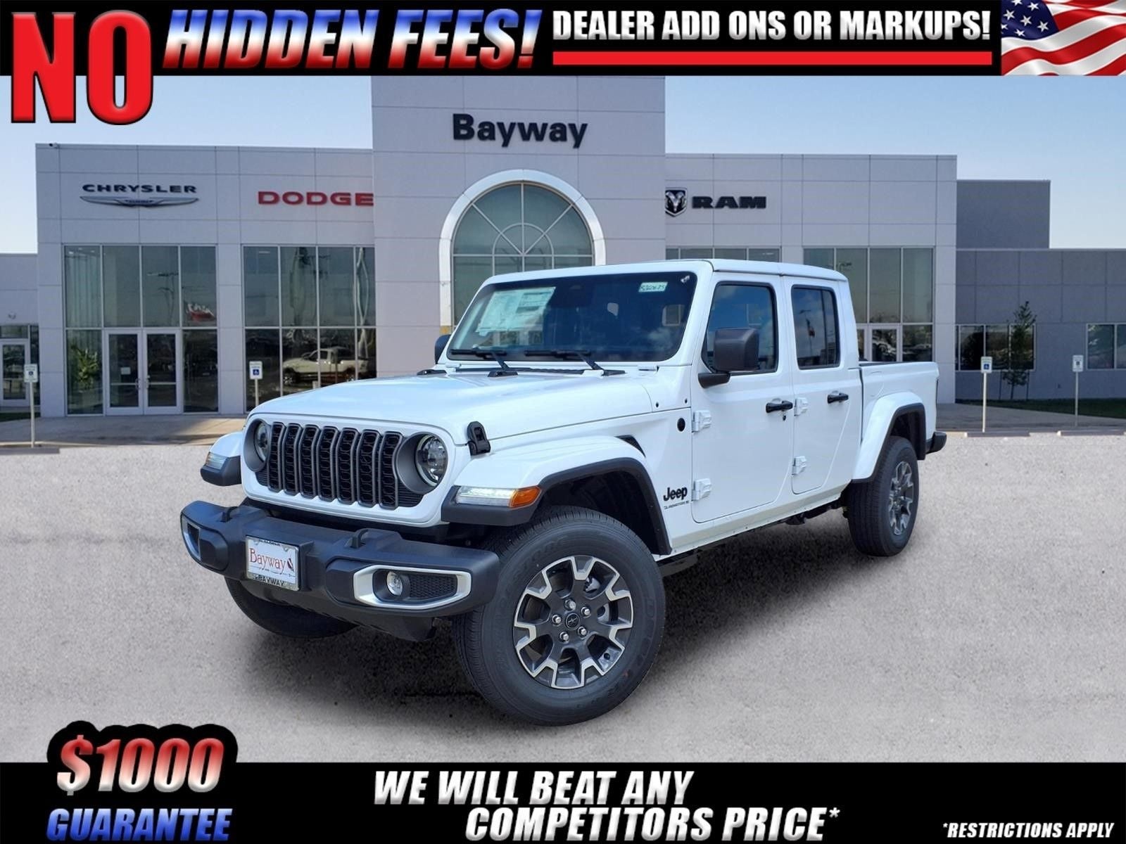 2026 Jeep Gladiator Sahara in Bright White Clear-Coat Exterior Paint — front three-quarter view