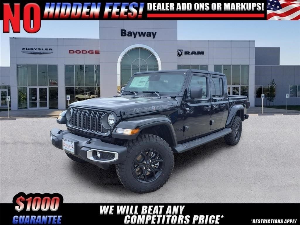 2026 Jeep Gladiator Texas Trail in Black Clear-Coat Exterior Paint — front three-quarter view