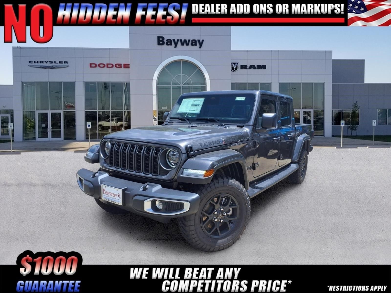 2026 Jeep Gladiator Texas Trail in Granite Crystal Metallic Clear-Coat Exterior Paint — front three-quarter view