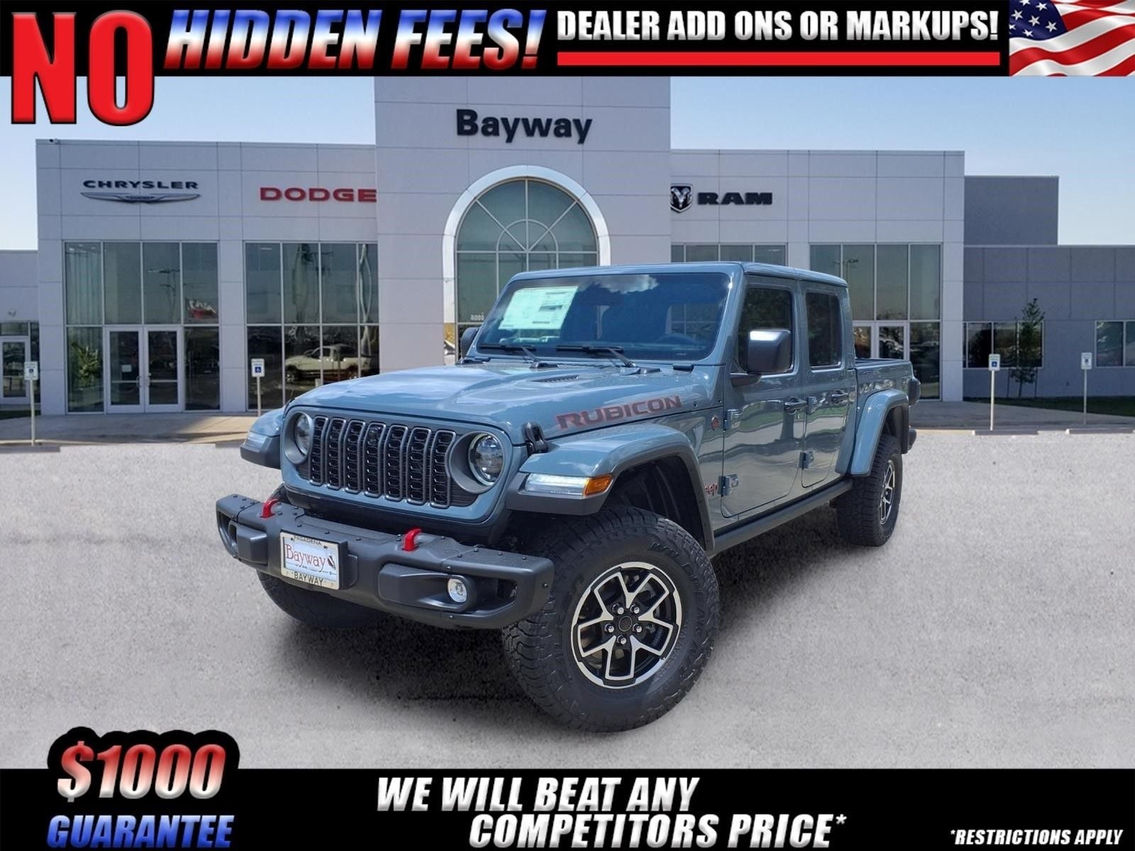 2026 Jeep Gladiator Rubicon X in Anvil Clear-Coat Exterior Paint — front three-quarter view