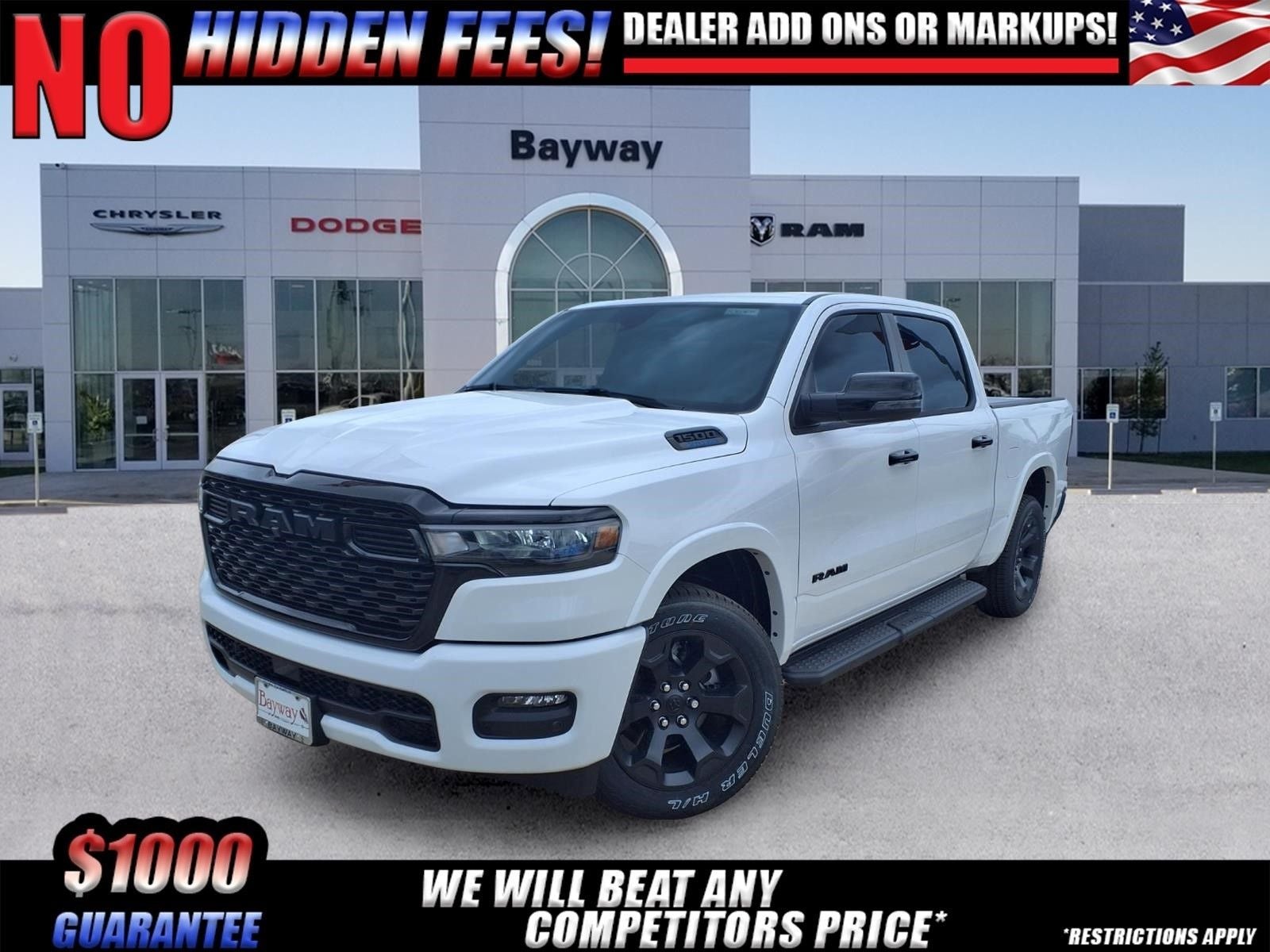 2026 RAM 1500 Big Horn/Lone Star in Bright White Clear-Coat Exterior Paint — front three-quarter view