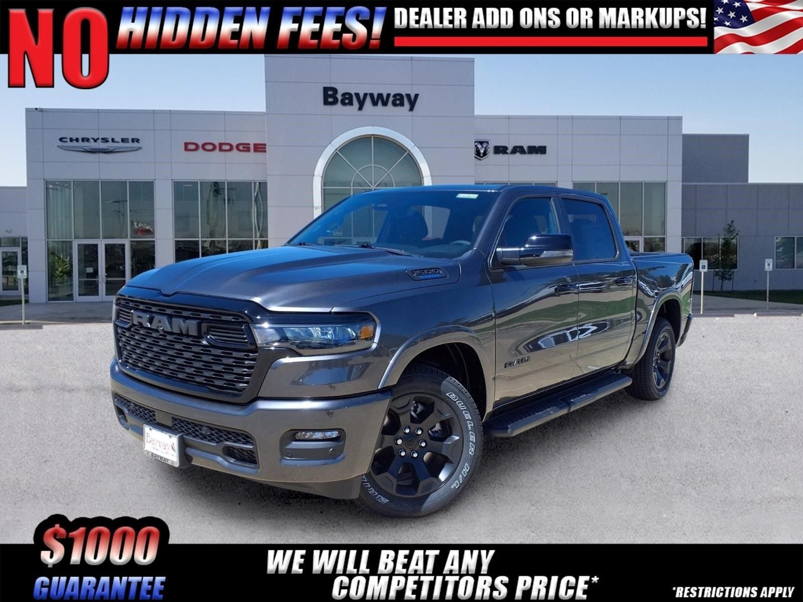 2026 RAM 1500 Big Horn/Lone Star in Granite Crystal Metallic Clear-Coat Exterior Paint — front three-quarter view