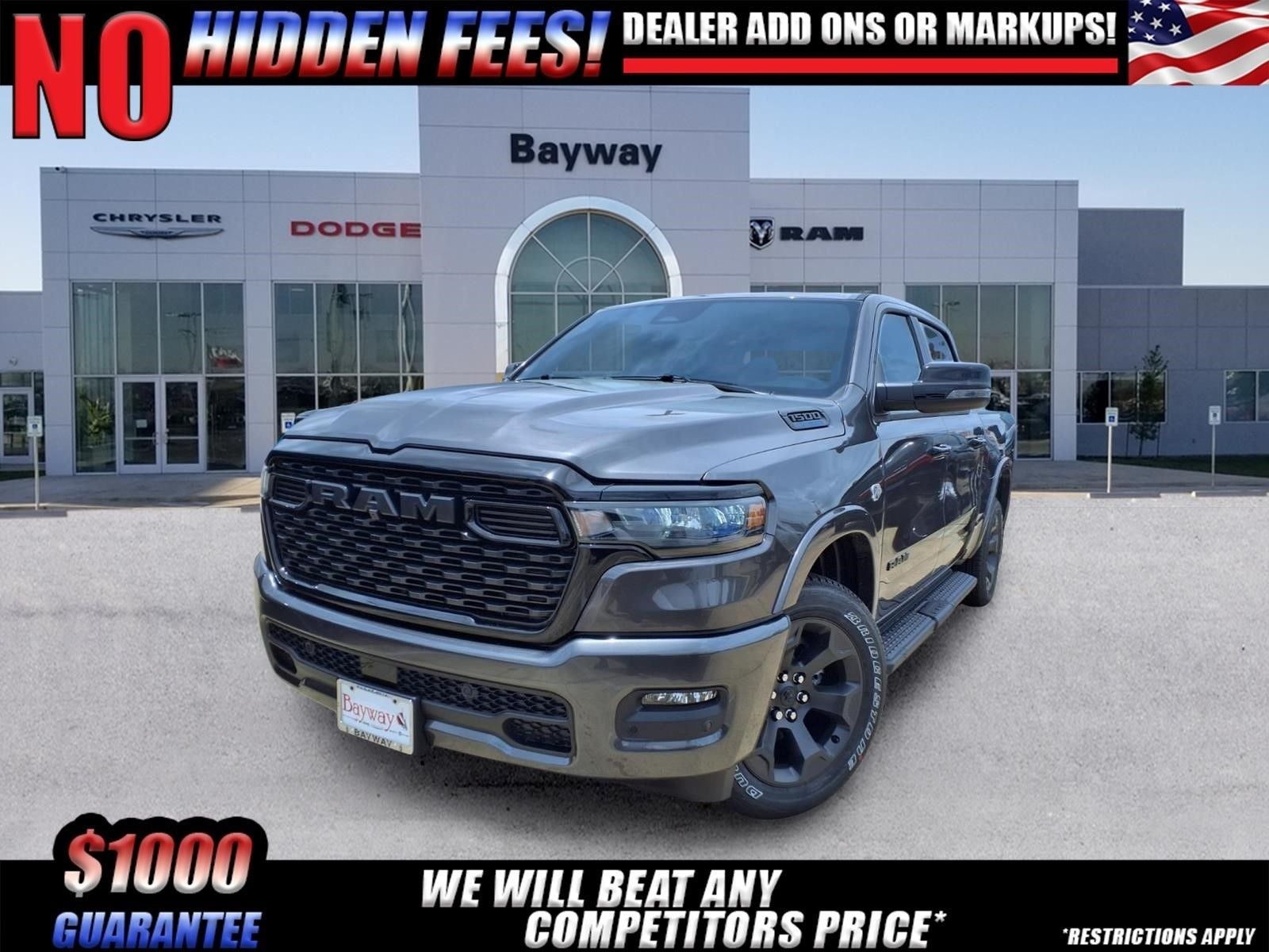 2026 RAM 1500 Big Horn/Lone Star in Granite Crystal Metallic Clear-Coat Exterior Paint — front three-quarter view