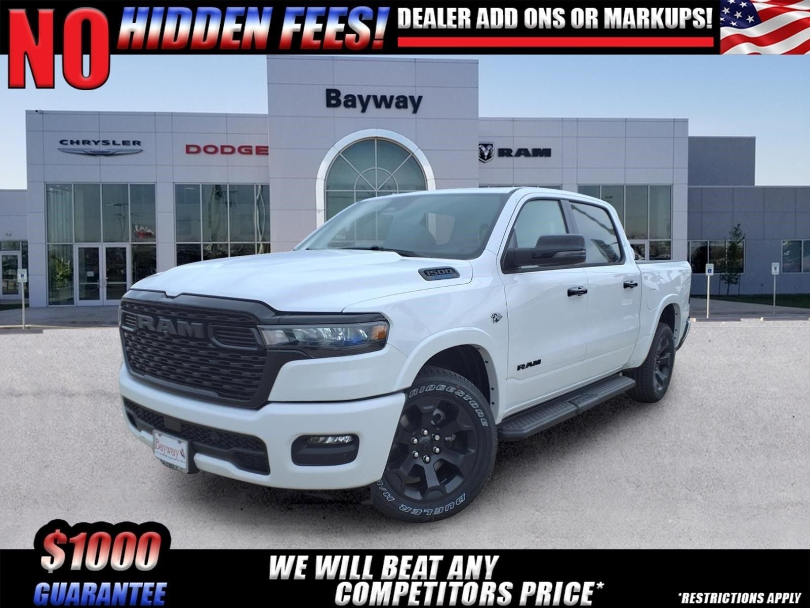 2026 RAM 1500 Big Horn/Lone Star in Bright White Clear-Coat Exterior Paint — front three-quarter view