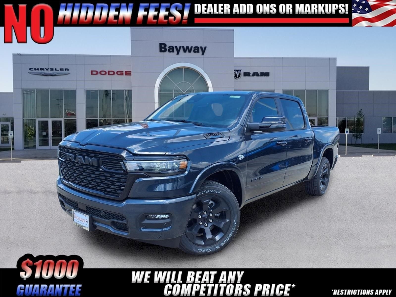 2026 RAM 1500 Big Horn/Lone Star in Forged Blue Metallic Exterior Paint — front three-quarter view