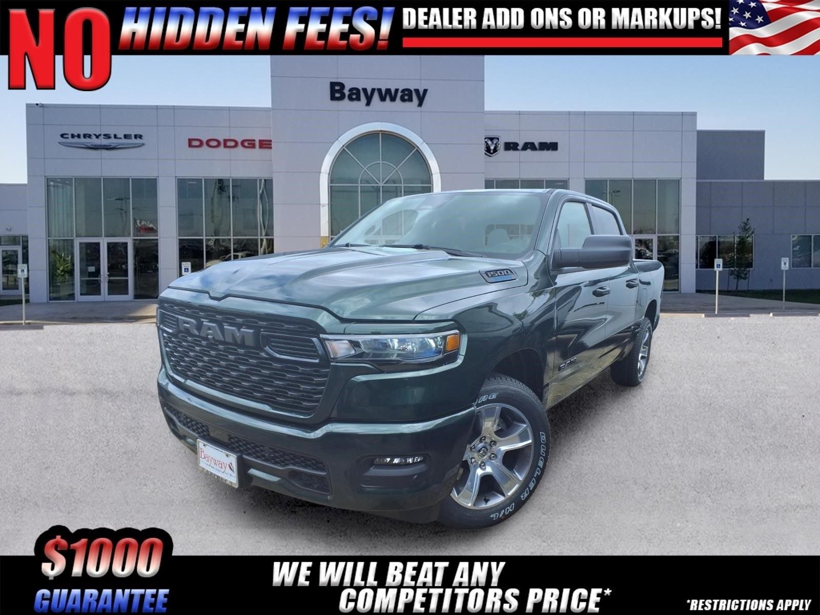 2026 RAM 1500 Express in Serrano-Green Metallic Exterior Paint — front three-quarter view