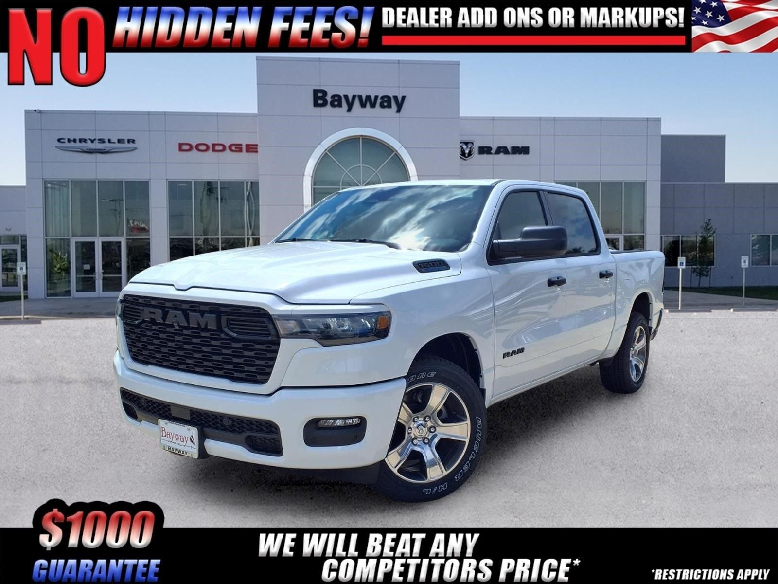 2026 RAM 1500 Express in Bright White Clear-Coat Exterior Paint — front three-quarter view