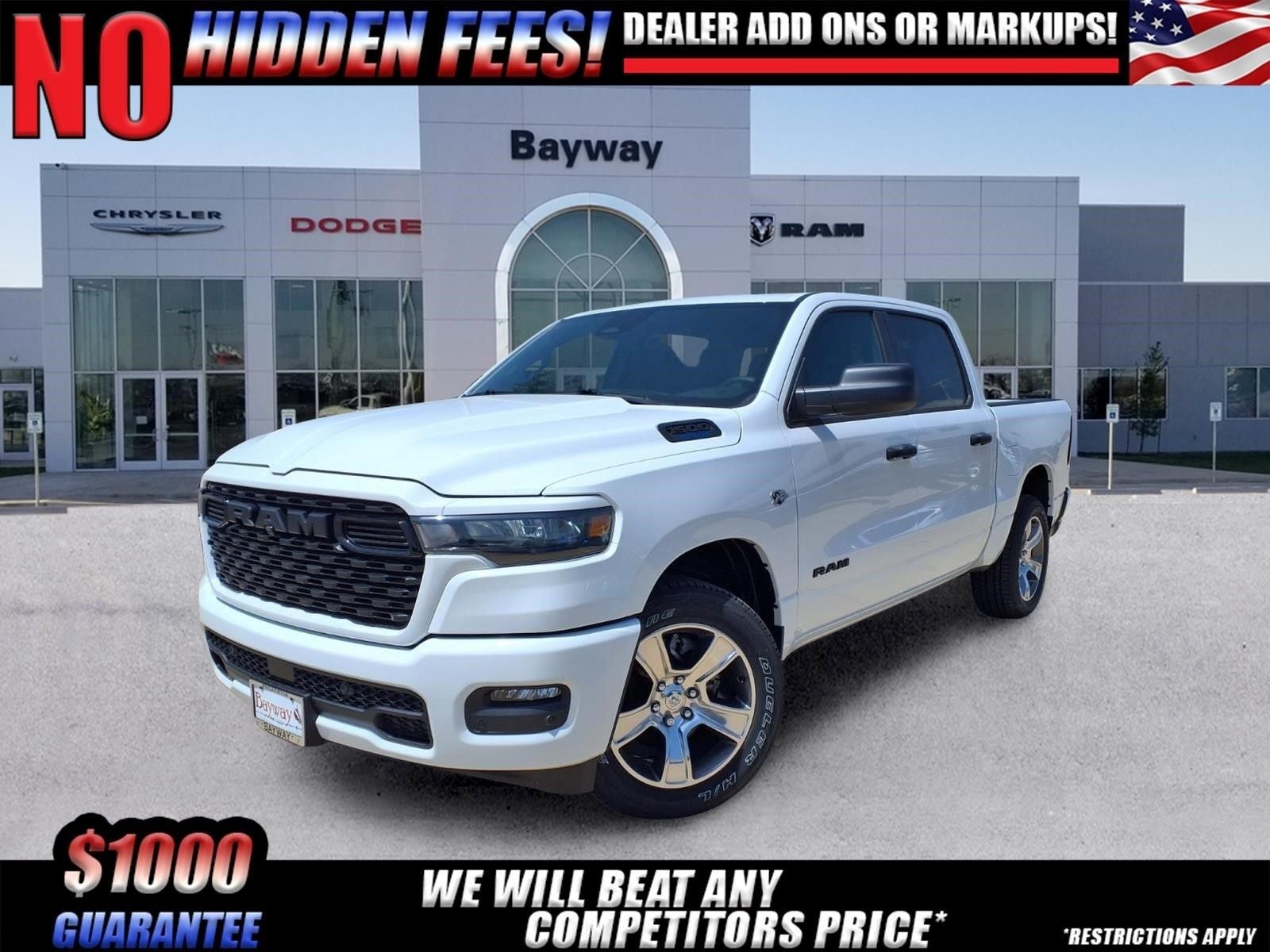2026 RAM 1500 Express in Bright White Clear-Coat Exterior Paint — front three-quarter view