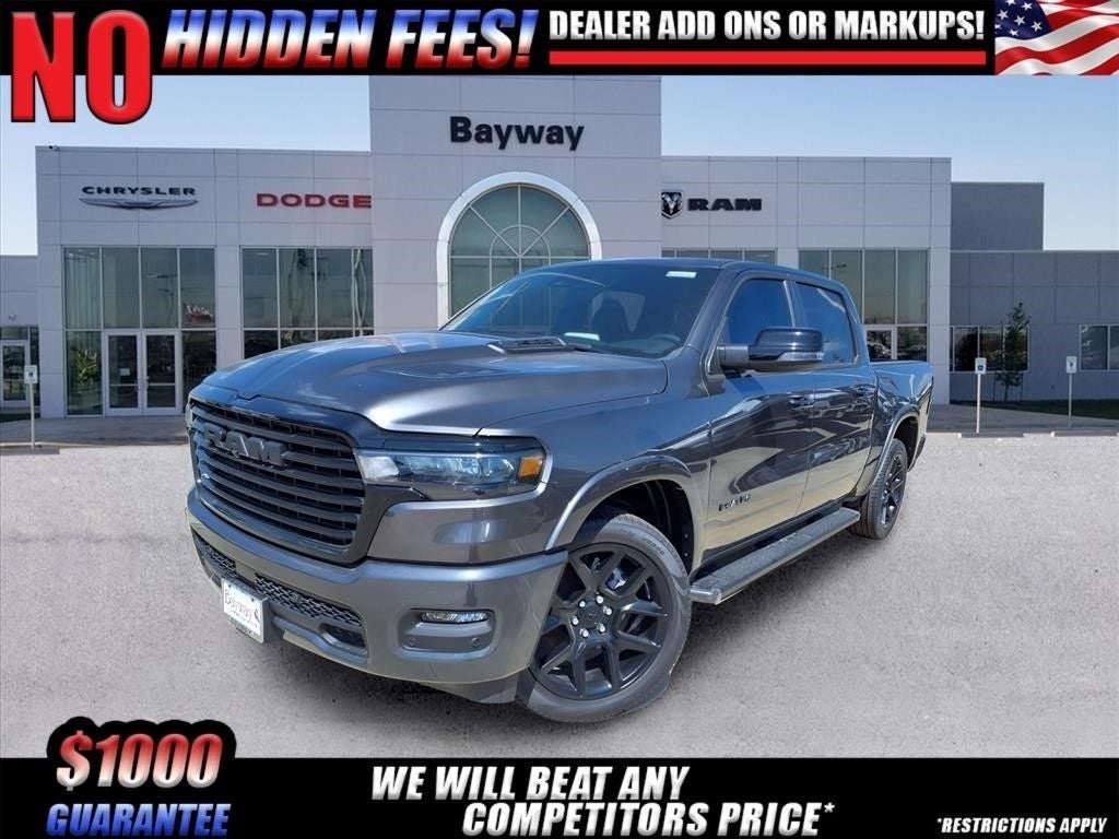 2026 RAM 1500 Laramie in Granite Crystal Metallic Clear-Coat Exterior Paint — front three-quarter view