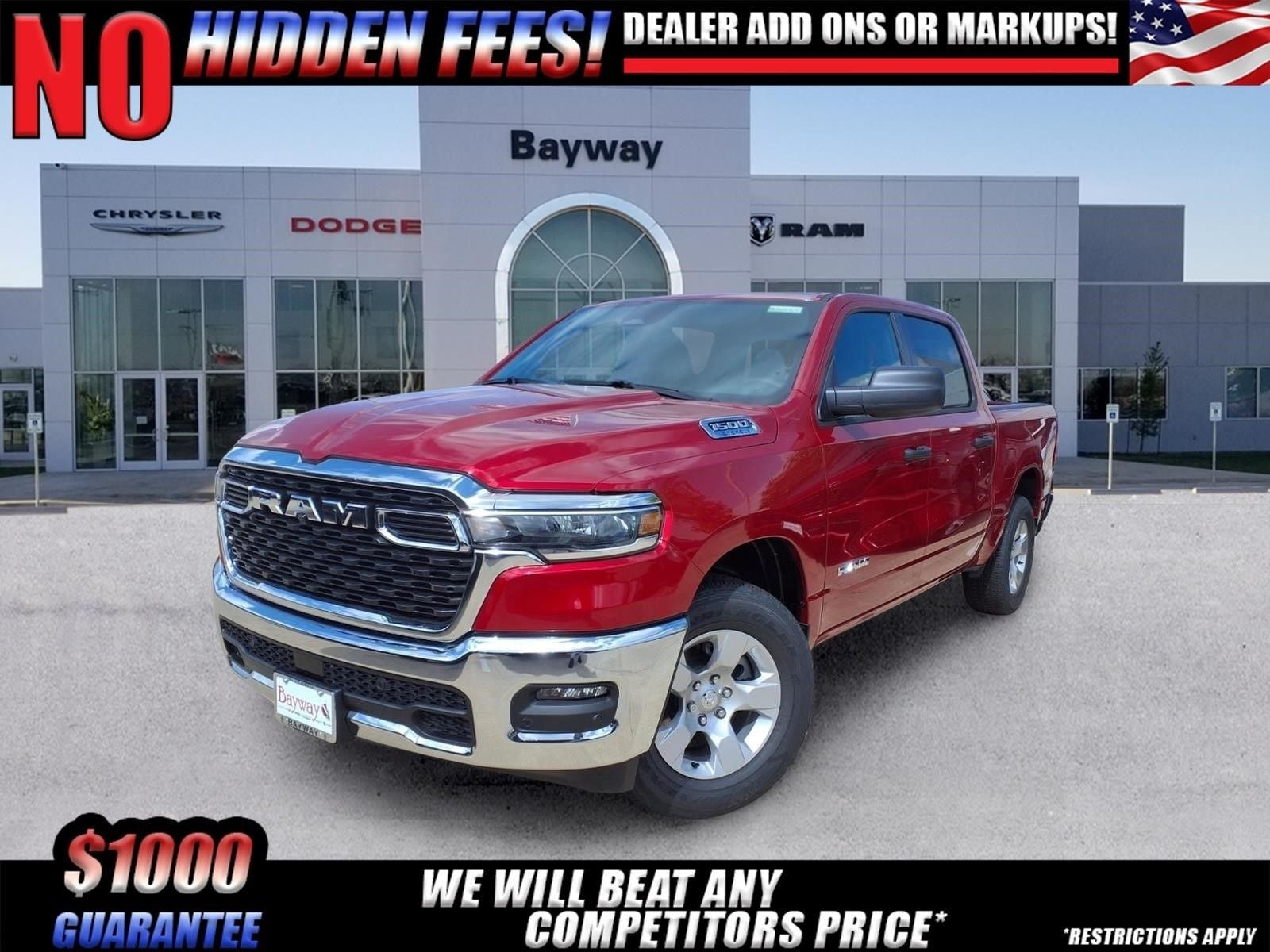 2026 RAM 1500 Big Horn/Lone Star in Molten Red Pearl-Coat Exterior Paint — front three-quarter view