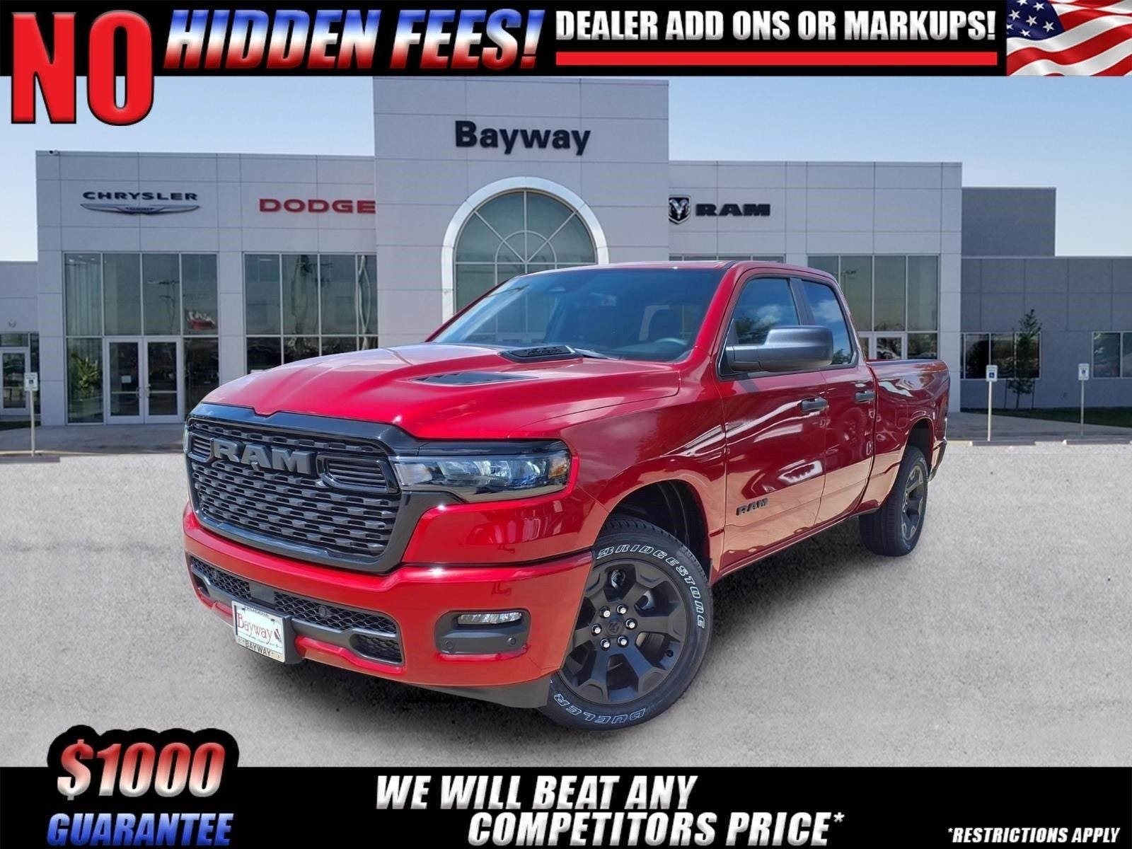 2026 RAM 1500 Express in Molten Red Pearl-Coat Exterior Paint — front three-quarter view