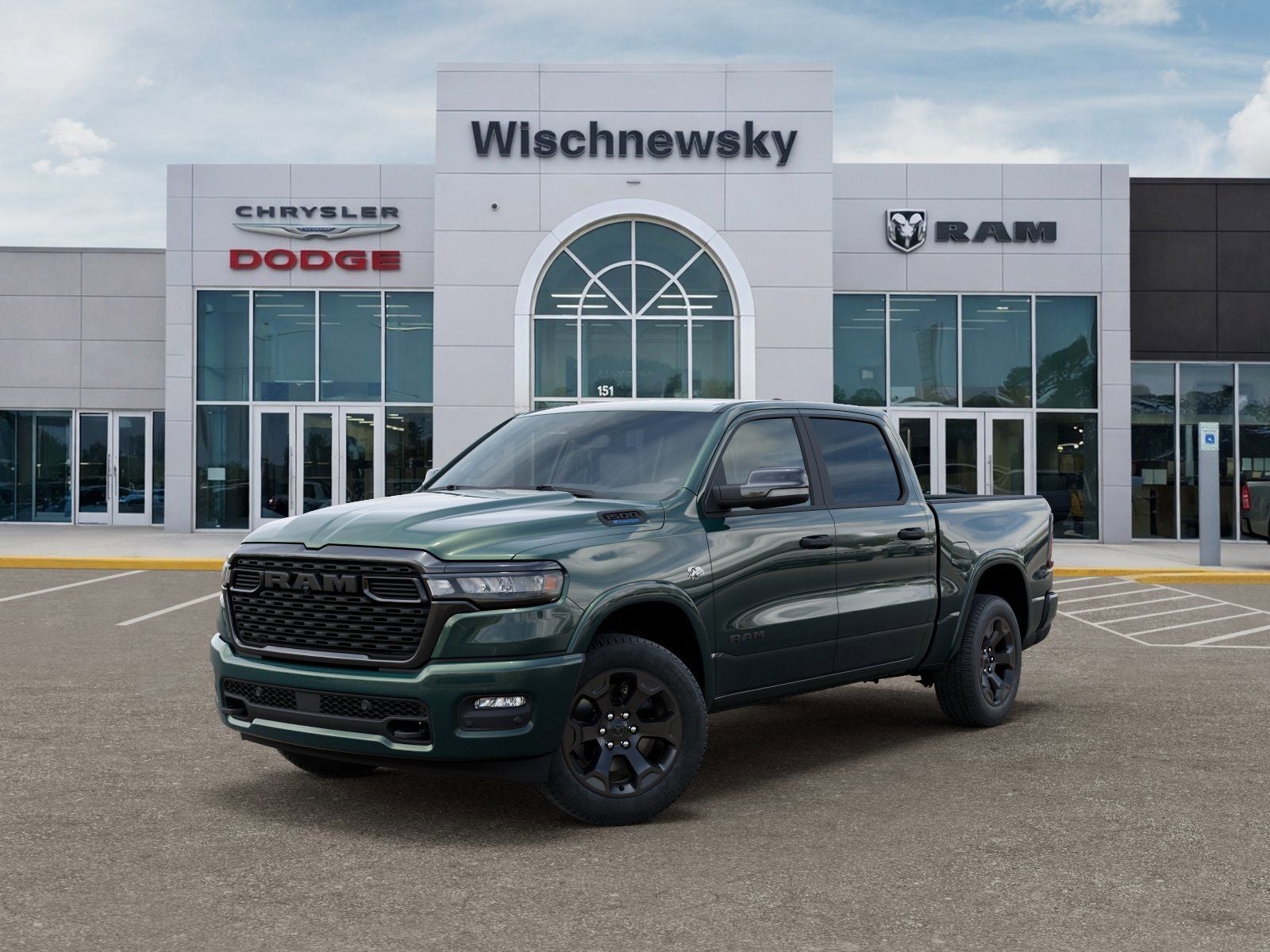 2026 RAM 1500 Big Horn/Lone Star in Serrano Green Metallic — front three-quarter view