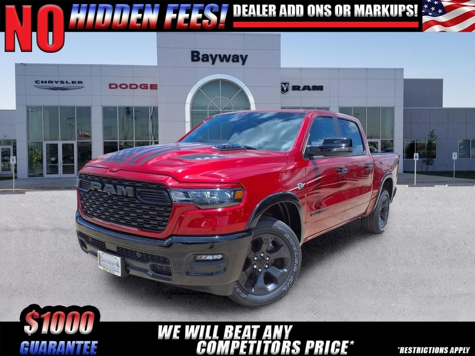2026 RAM 1500 Big Horn/Lone Star in Molten Red Pearl-Coat Exterior Paint — front three-quarter view