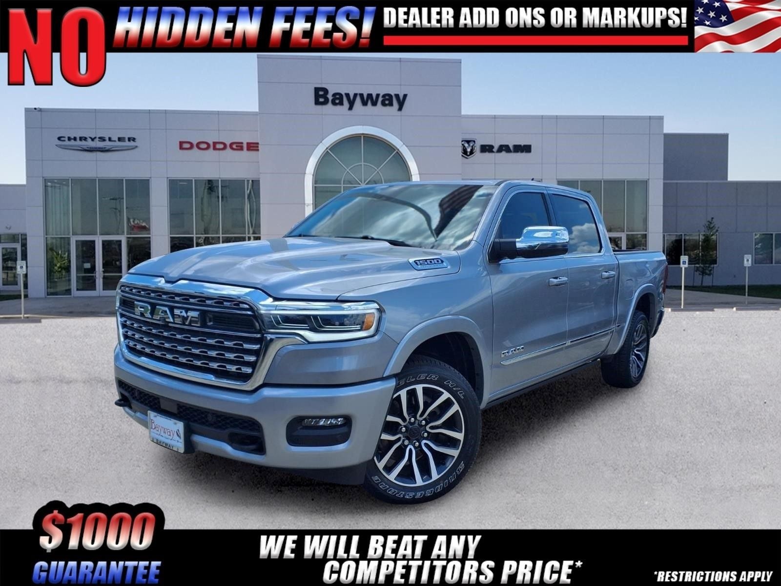 2026 RAM 1500 Limited in Billet Silver Metallic Clear-Coat Exterior Paint — front three-quarter view