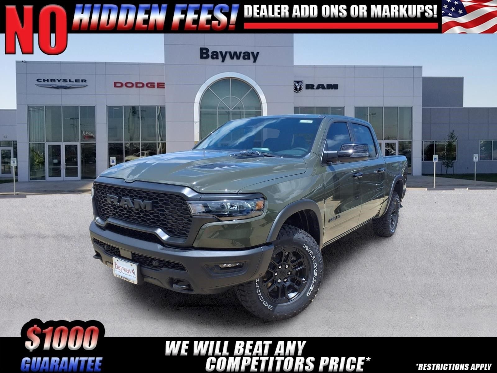 2026 RAM 1500 Rebel in Tank Exterior Paint — front three-quarter view
