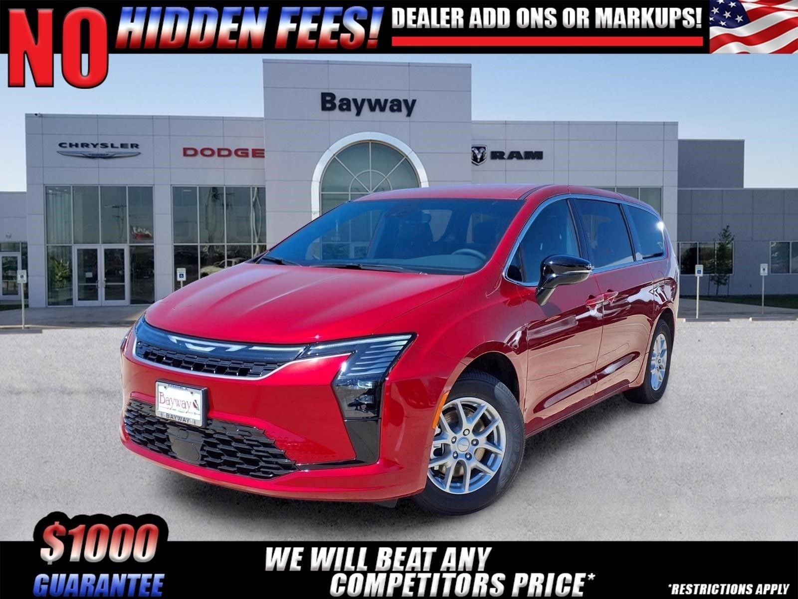 2027 Chrysler Pacifica Select in Red Hot Pearl-Coat Exterior Paint — front three-quarter view