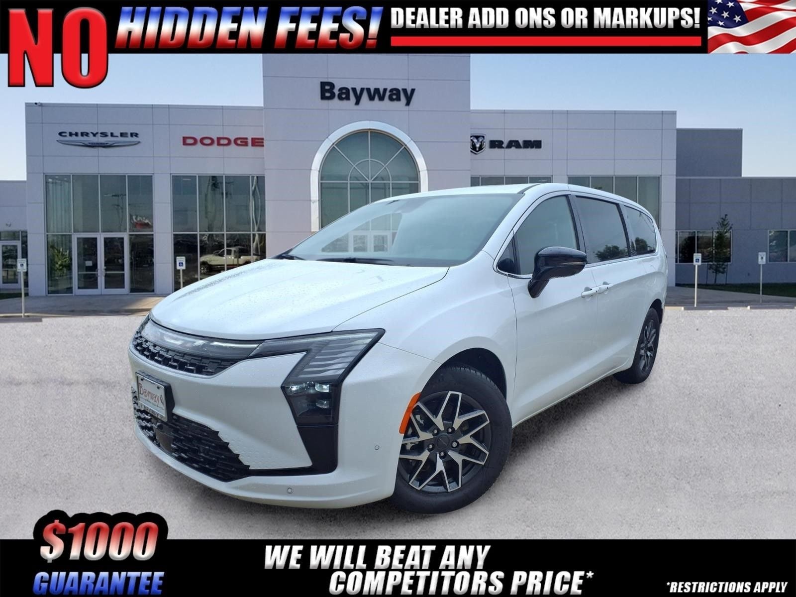 2027 Chrysler Pacifica Limited in Bright White Clear-Coat Exterior Paint — front three-quarter view