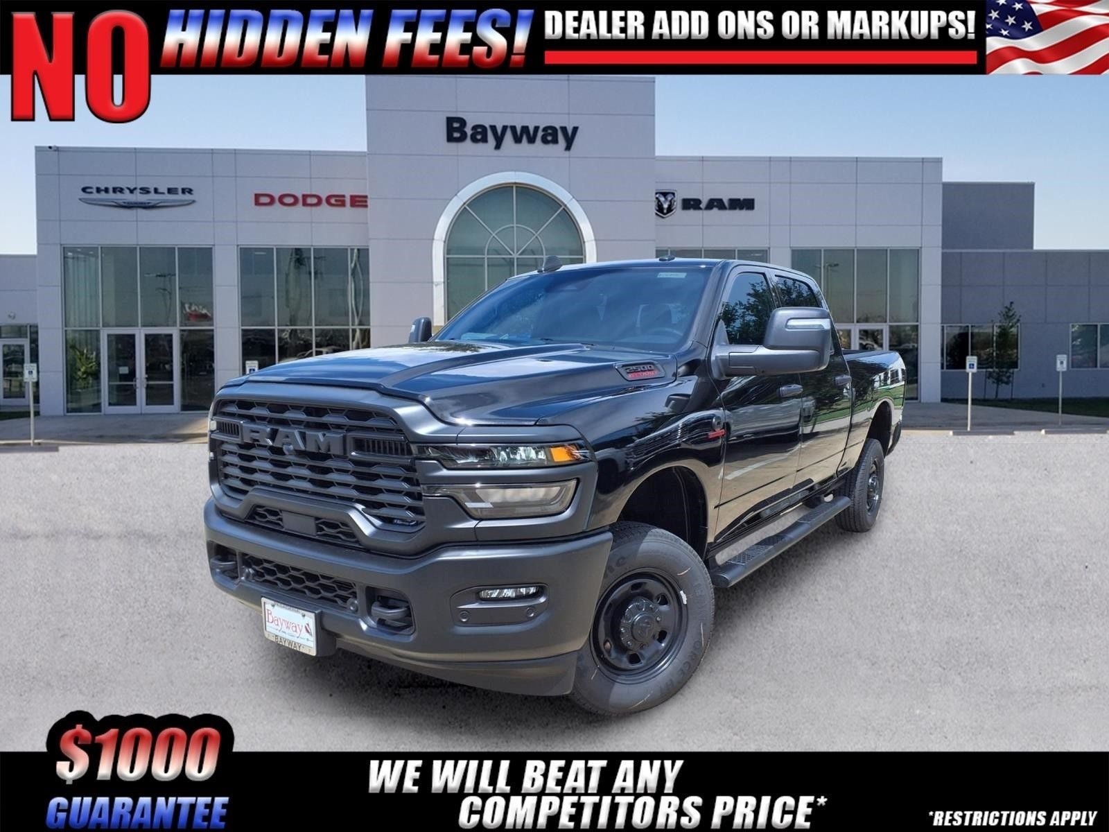 2026 RAM 2500 Tradesman in Diamond Black Crystal Pearl-Coat Exterior Paint — front three-quarter view