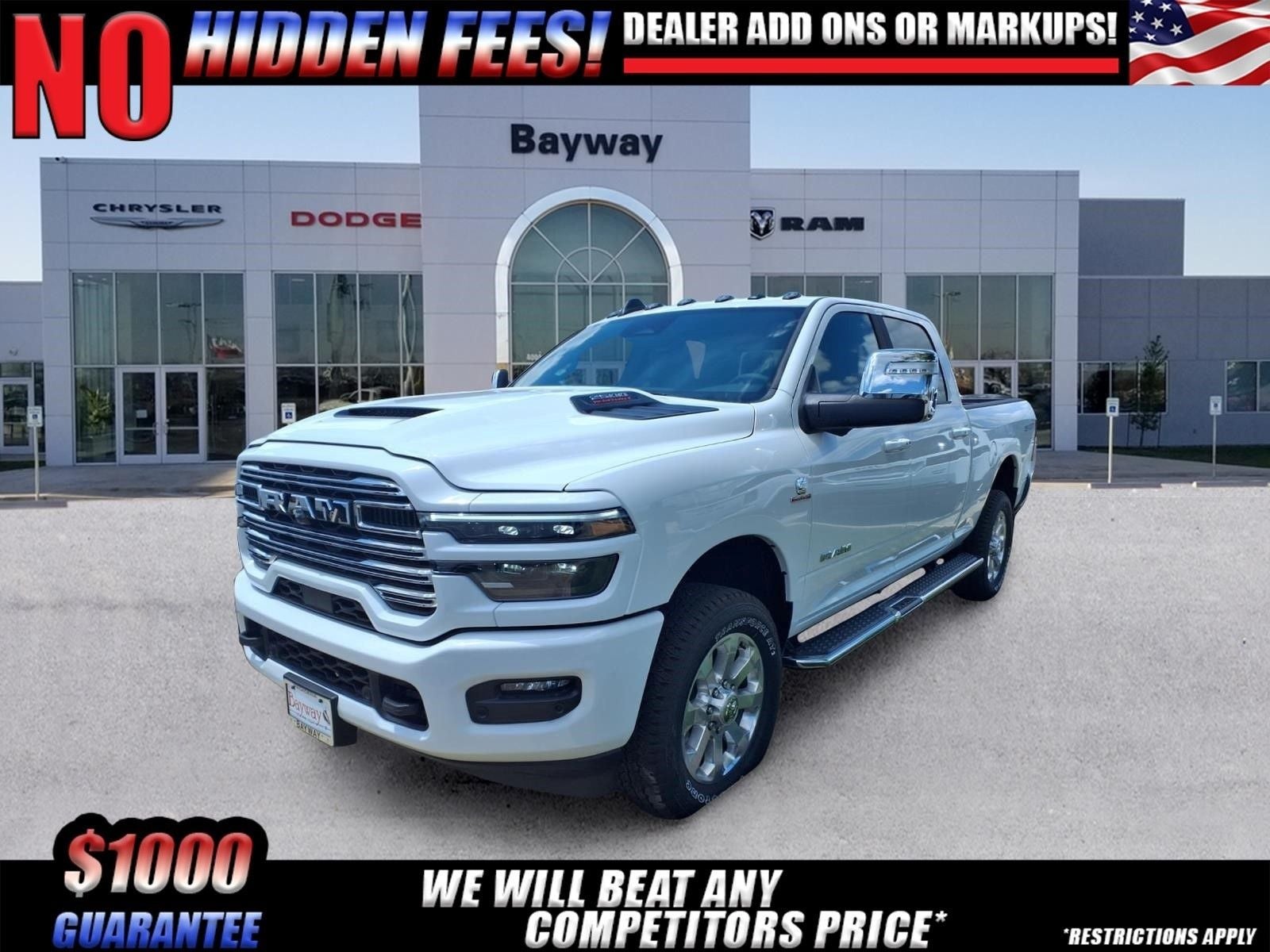 2026 RAM 2500 Laramie in Bright White Clear-Coat Exterior Paint — front three-quarter view