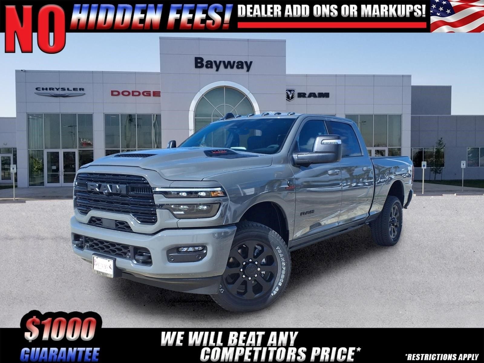 2026 RAM 2500 Laramie in Ceramic Gray Clear-Coat Exterior Paint — front three-quarter view