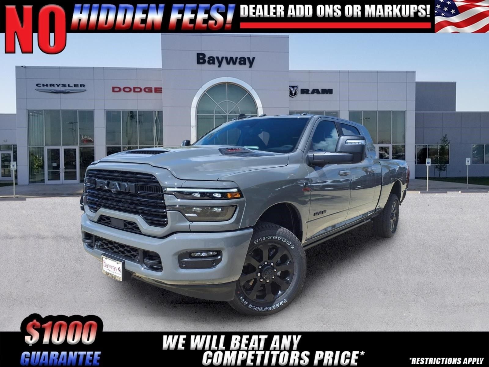 2026 RAM 2500 Laramie in Ceramic Gray Clear-Coat Exterior Paint — front three-quarter view