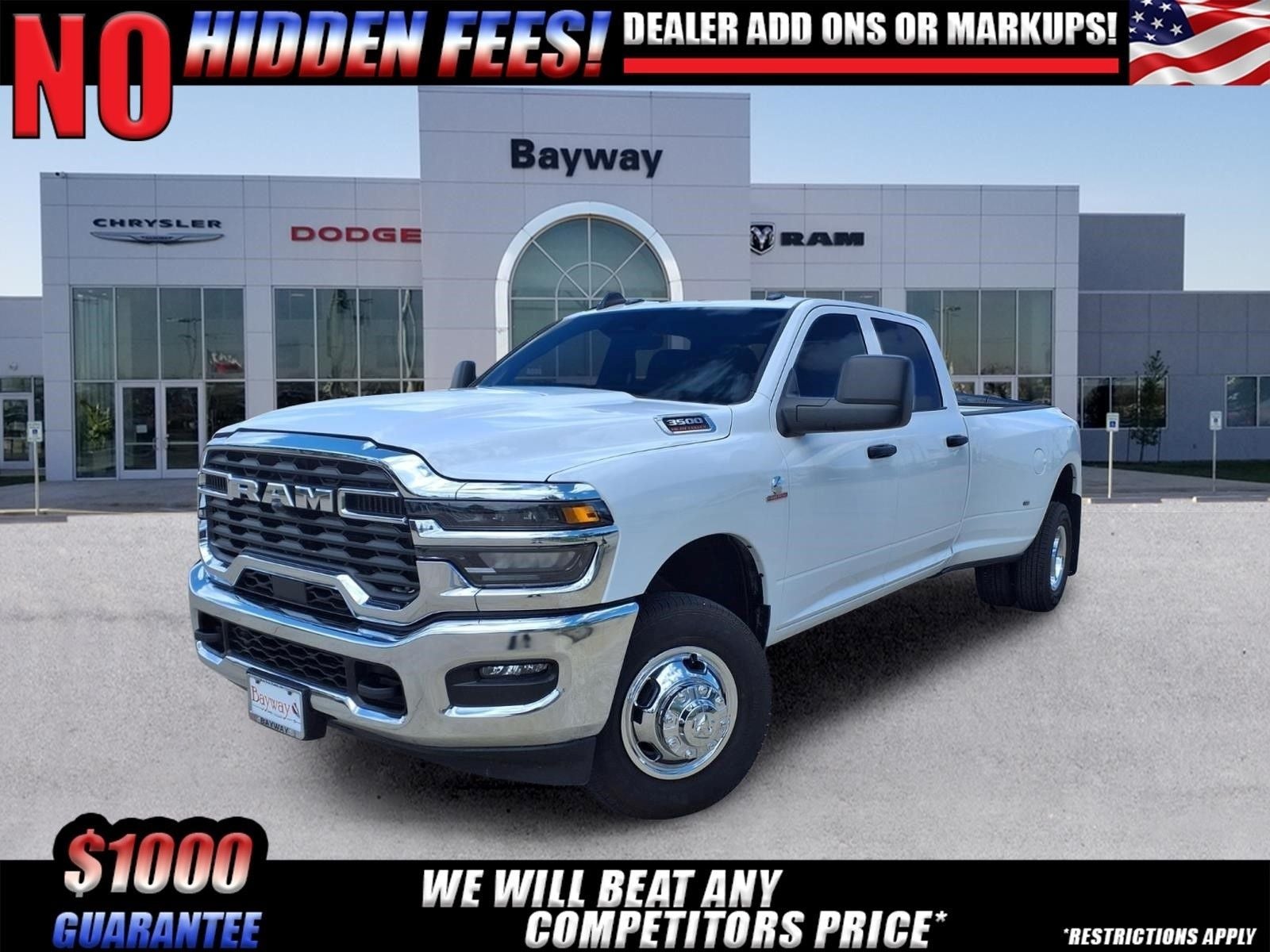 2026 RAM 3500 Tradesman in Bright White Clear-Coat Exterior Paint — front three-quarter view