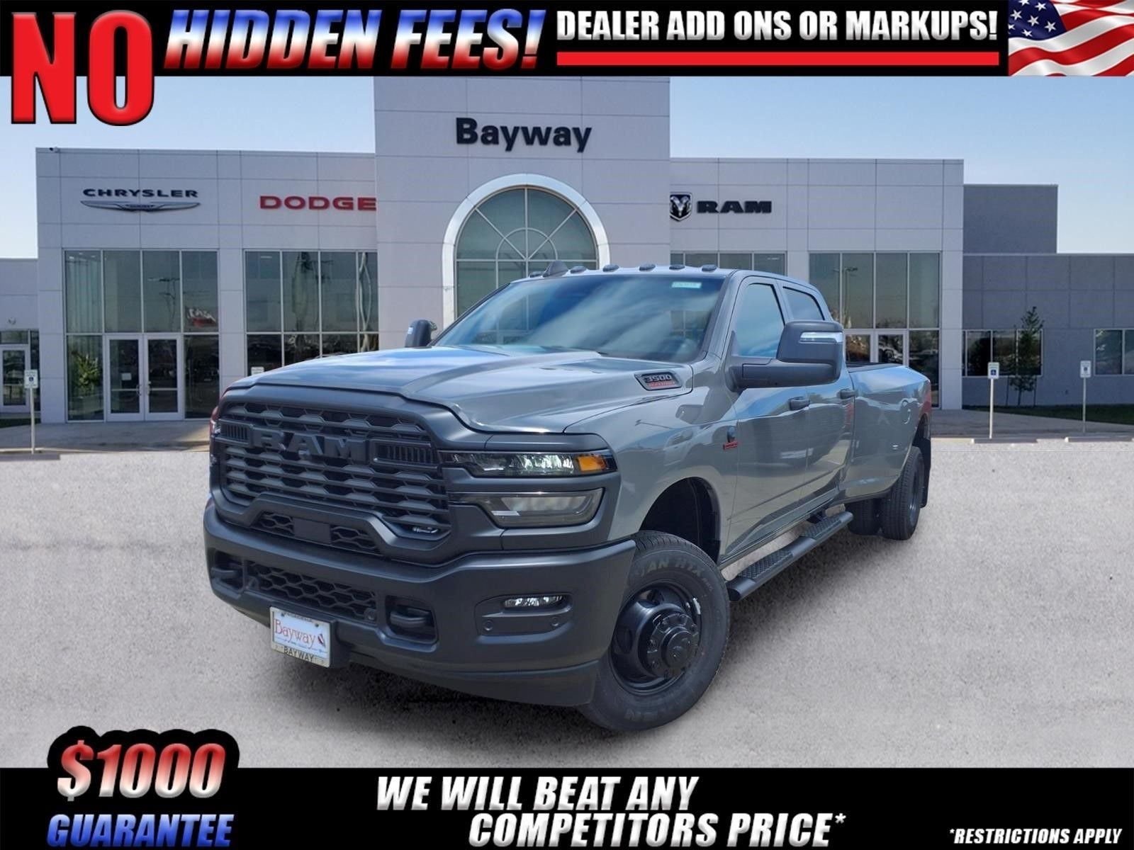 2026 RAM 3500 Tradesman in Ceramic Gray Clear-Coat Exterior Paint — front three-quarter view