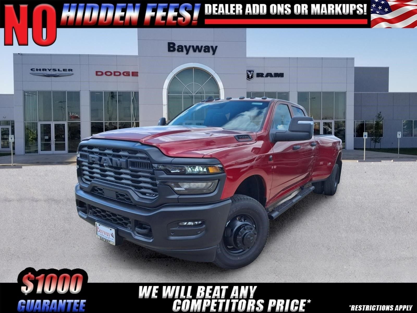 2026 RAM 3500 Tradesman in Molten Red Pearl-Coat Exterior Paint — front three-quarter view