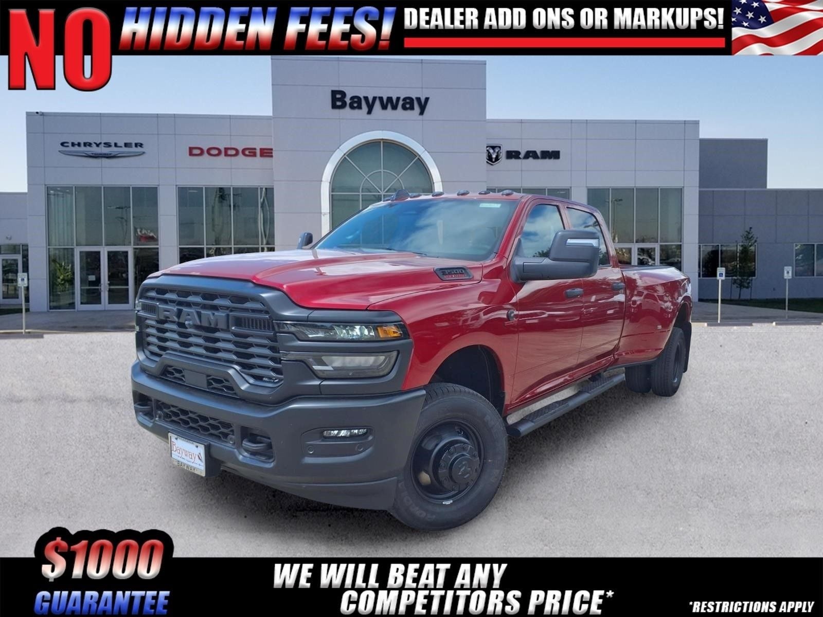 2026 RAM 3500 Tradesman in Molten Red Pearl-Coat Exterior Paint — front three-quarter view