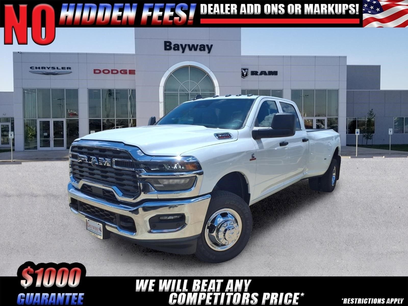 2026 RAM 3500 Tradesman in Bright White Clear-Coat Exterior Paint — front three-quarter view