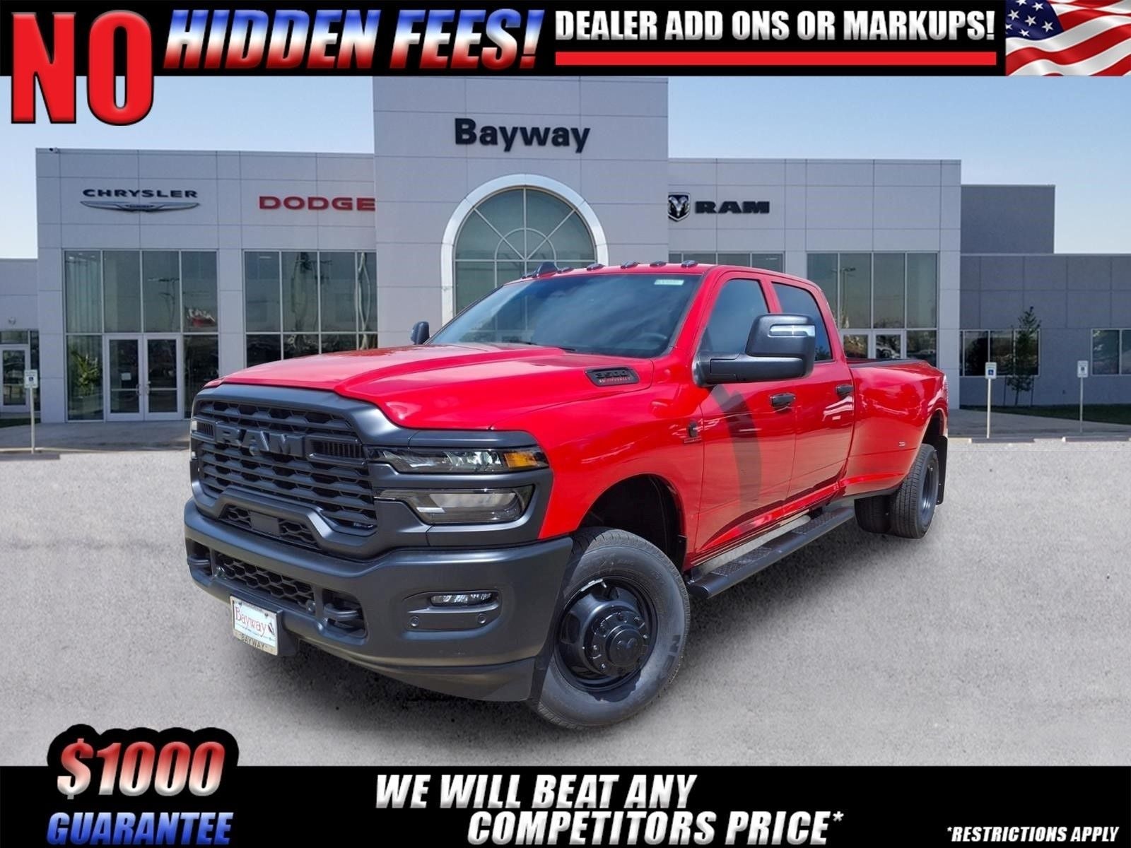 2026 RAM 3500 Tradesman in Flame Red Clear-Coat Exterior Paint — front three-quarter view