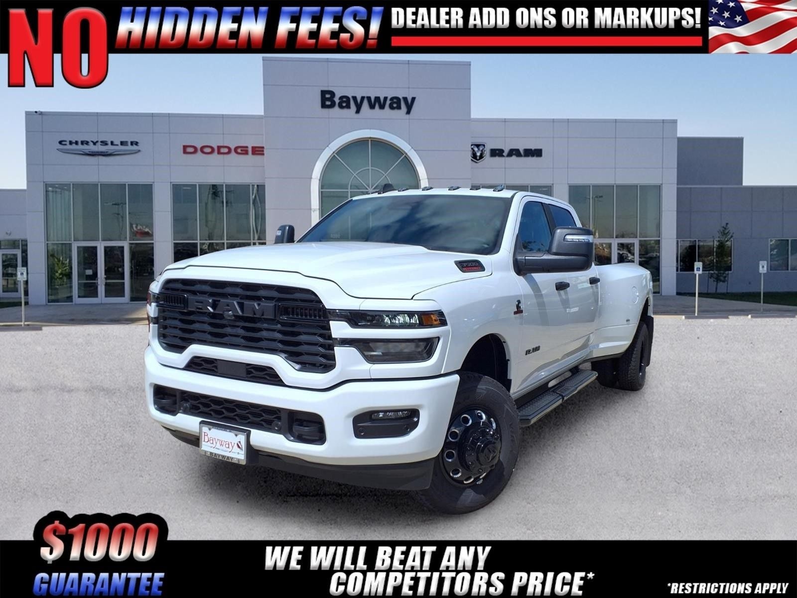 2026 RAM 3500 Big Horn in Bright White Clear-Coat Exterior Paint — front three-quarter view