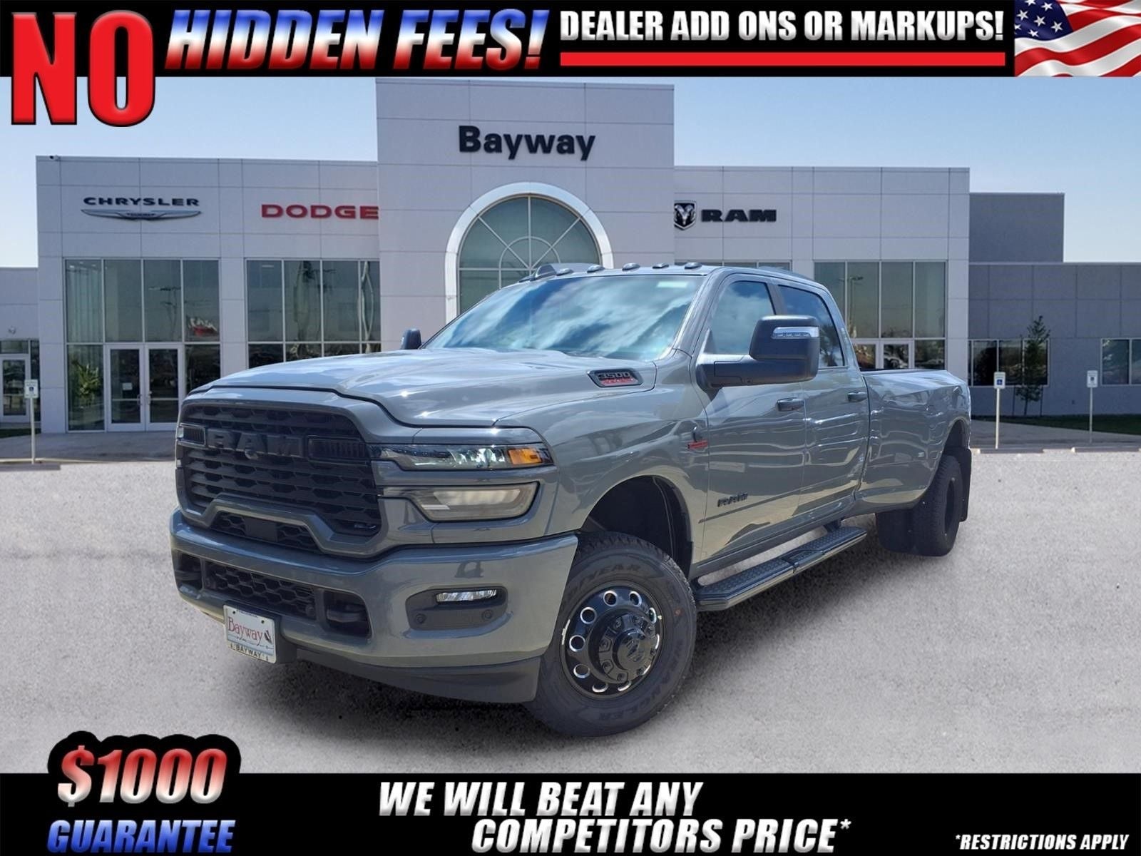 2026 RAM 3500 Big Horn in Ceramic Gray Clear-Coat Exterior Paint — front three-quarter view