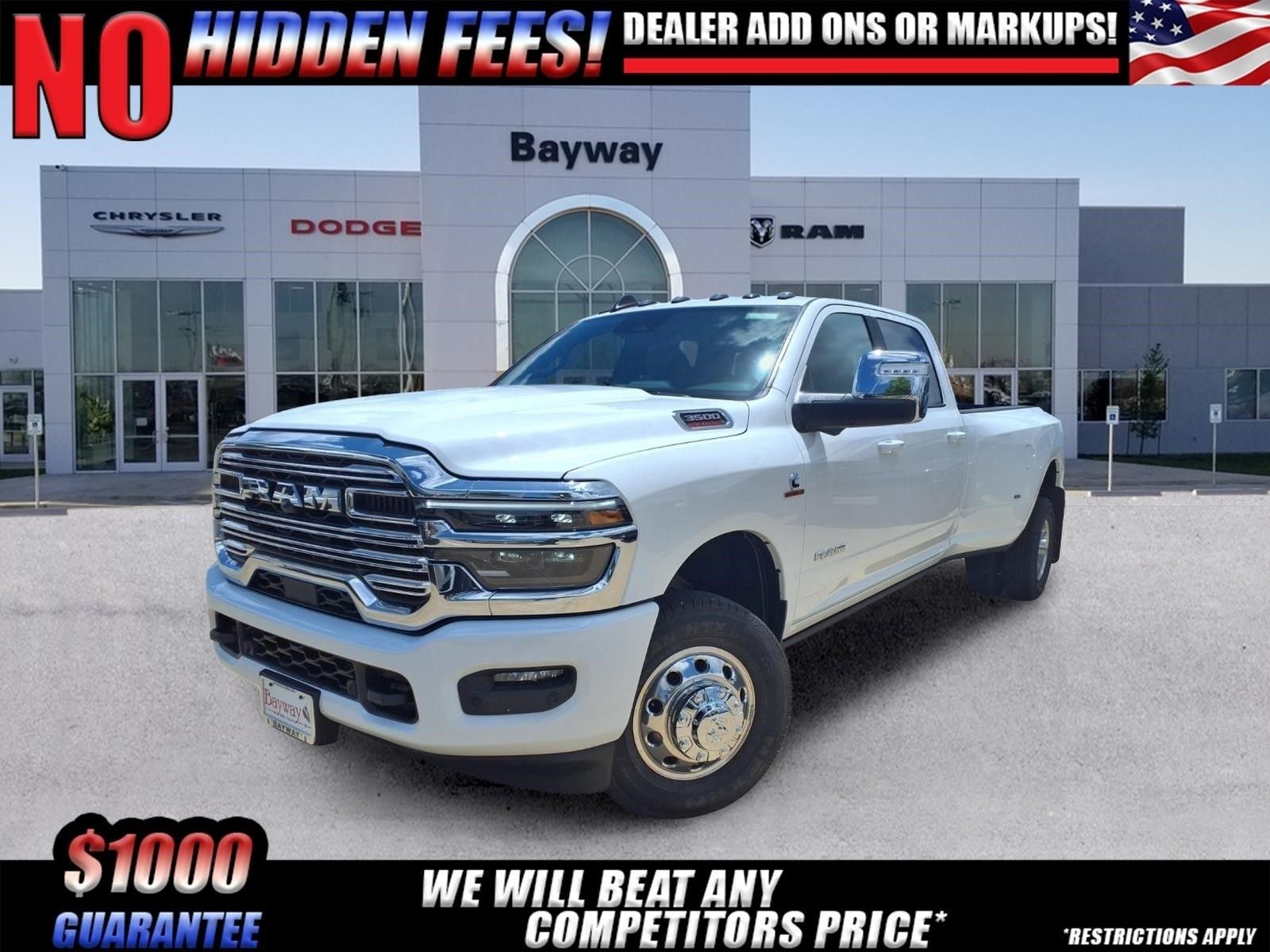 2026 RAM 3500 Laramie in Bright White Clear-Coat Exterior Paint — front three-quarter view