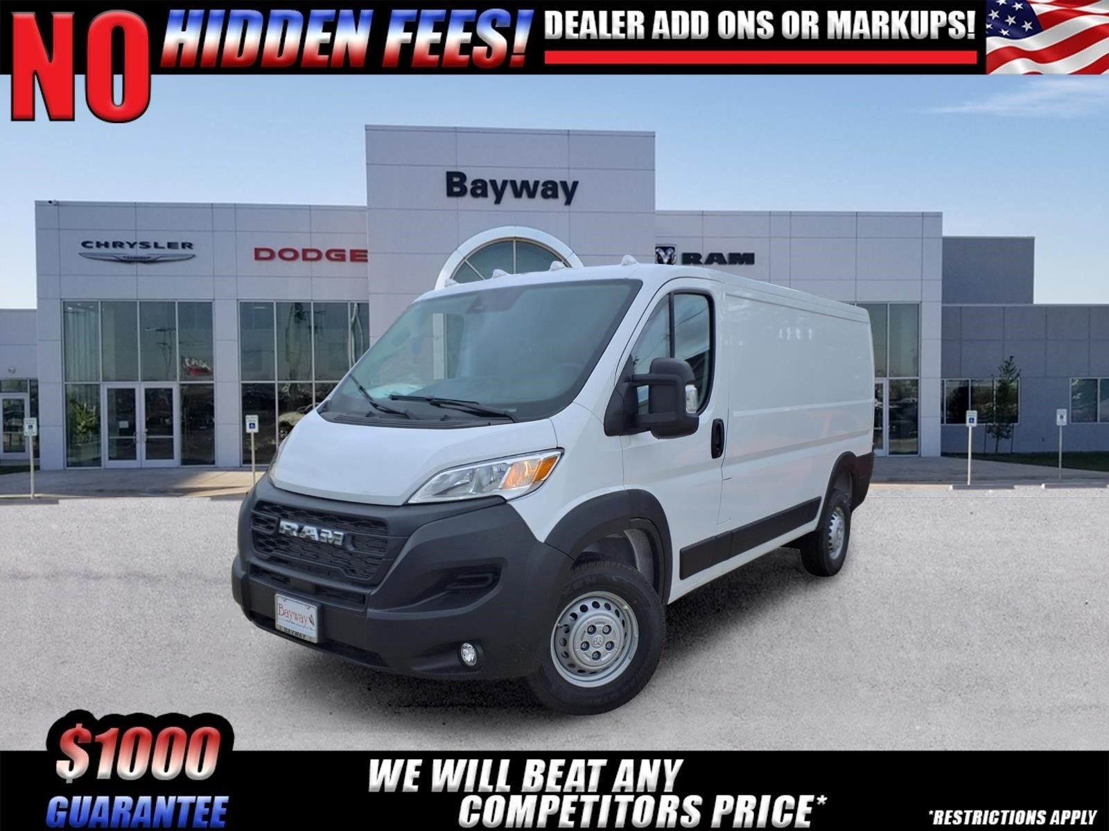 2026 RAM Promaster Low Roof in Bright White Clear-Coat Exterior Paint — front three-quarter view