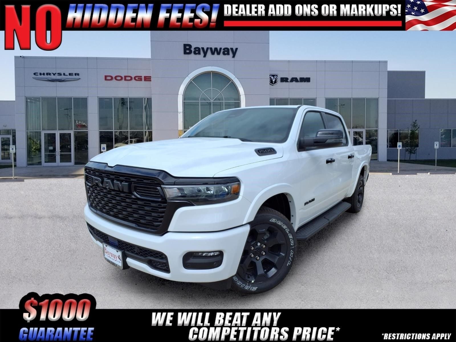 2026 RAM 1500 Big Horn/Lone Star in Bright White Clear-Coat Exterior Paint — front three-quarter view