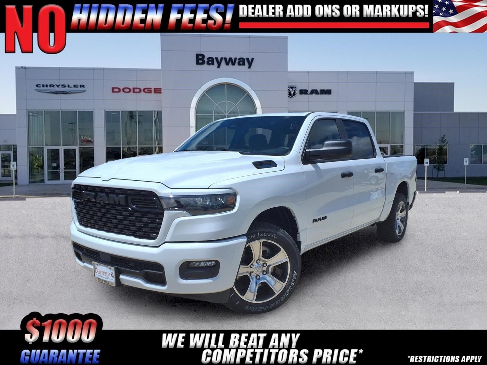 2026 RAM 1500 Express in Bright White Clear-Coat Exterior Paint — front three-quarter view