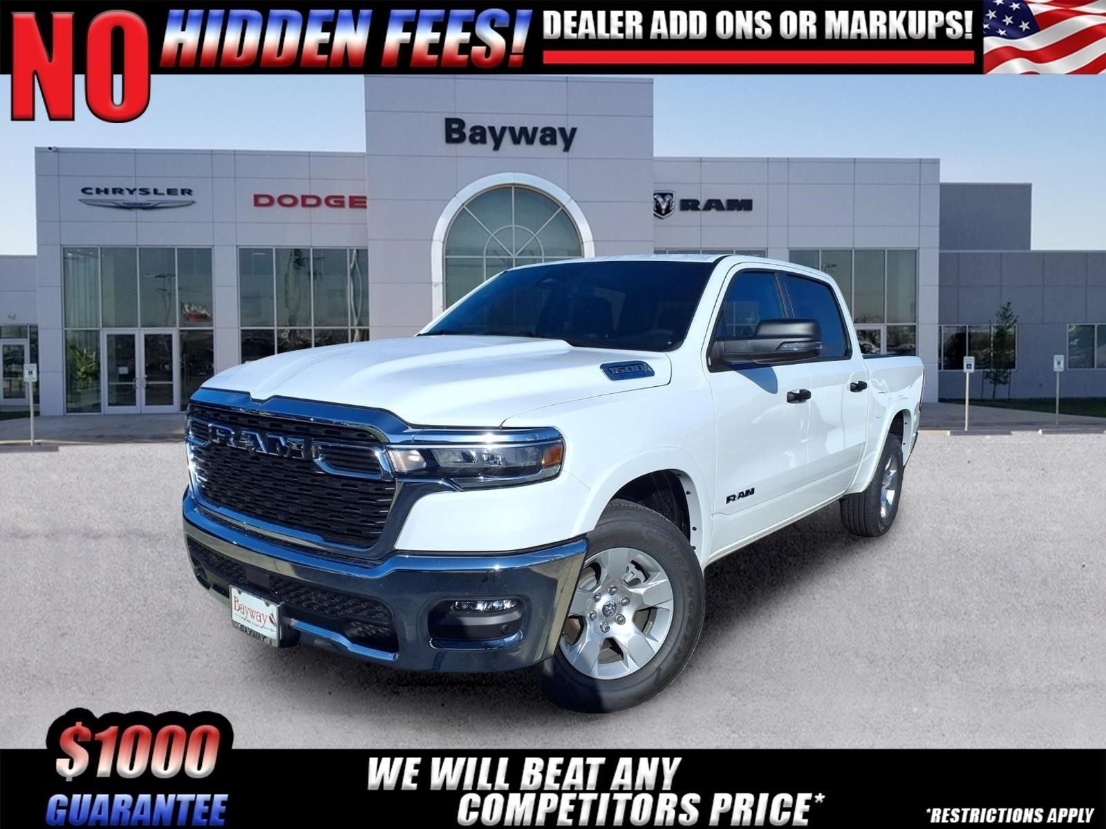 2026 RAM 1500 Big Horn/Lone Star in Bright White Clear-Coat Exterior Paint — front three-quarter view