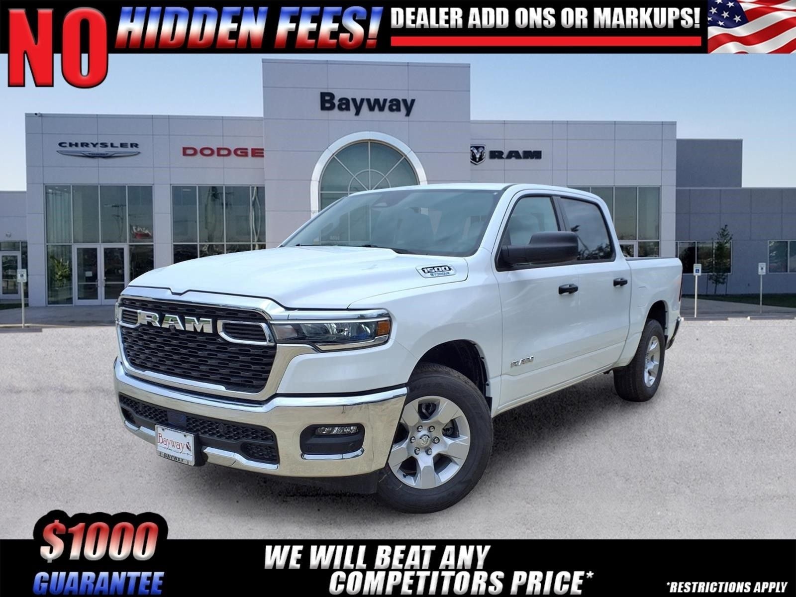 2026 RAM 1500 Big Horn/Lone Star in Bright White Clear-Coat Exterior Paint — front three-quarter view